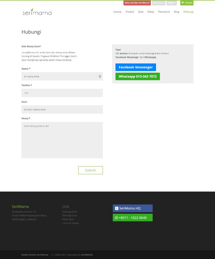 contact page serimama